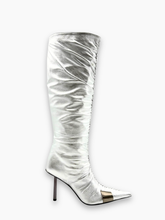 Stivali Alti Argento Con Punta Metallica - Grigio | dBlank