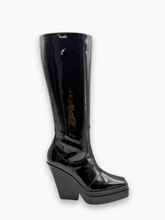 Black Patent Leather Wedge High Boots -  | Qlhype