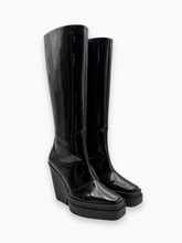 Black Patent Leather Wedge High Boots -  | Qlhype