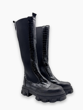 Stivali High Leg Leather Boot Black Croco -  | dBlank