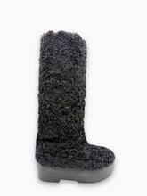 Stivali Al Ginocchio Pelliccia Shearling Nero Suola Chunky - Nero | Qlhype
