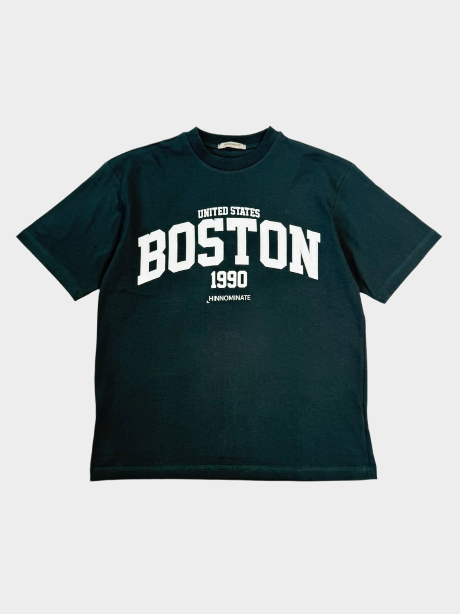 T-shirt nera stampa Boston, maglietta college donna, t-shirt Hinnominate, maglia cotone girocollo, t-shirt sportiva urbana