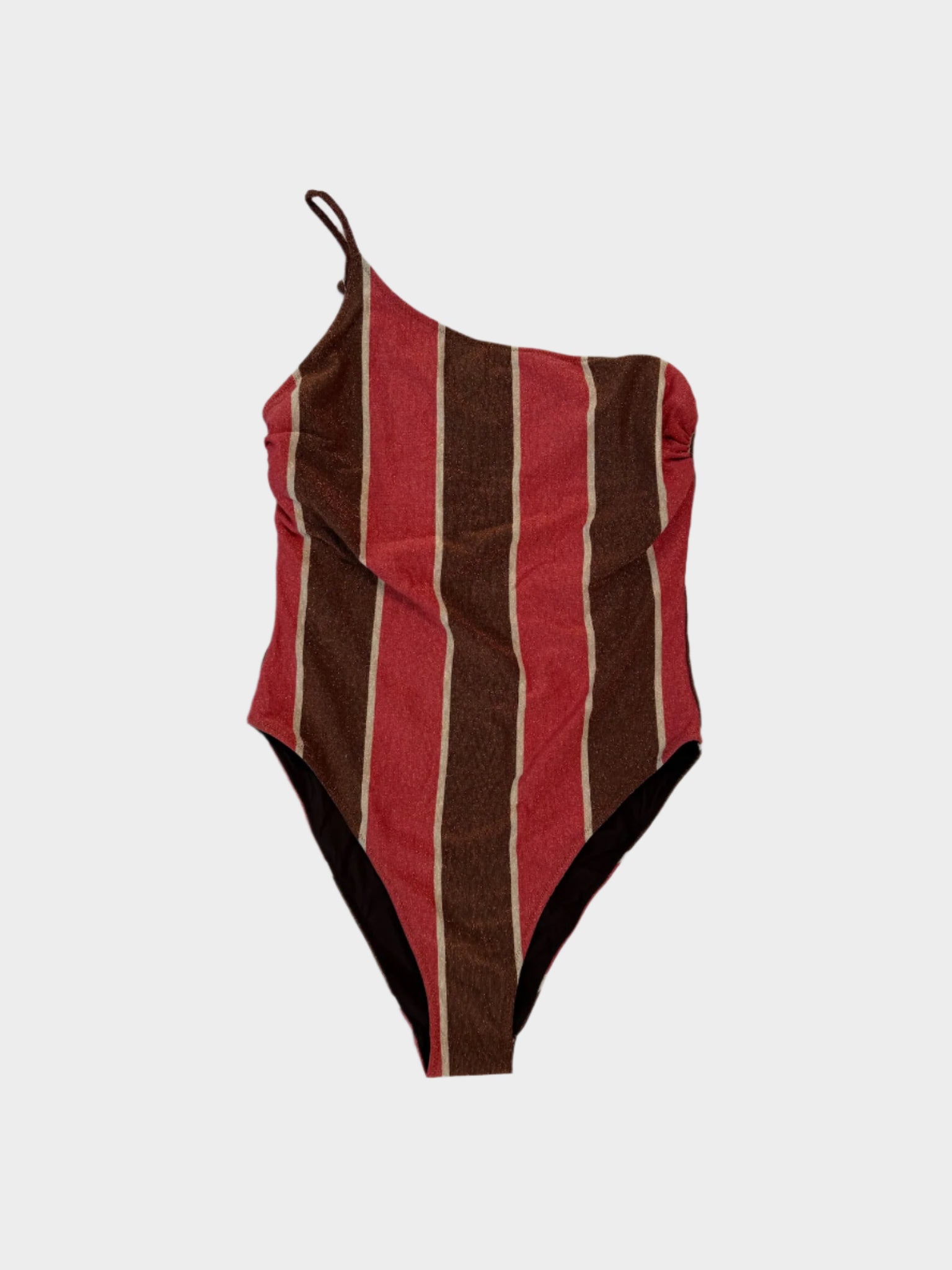 Costume intero TESS LXR218 fronte con righe verticali rosso e marrone