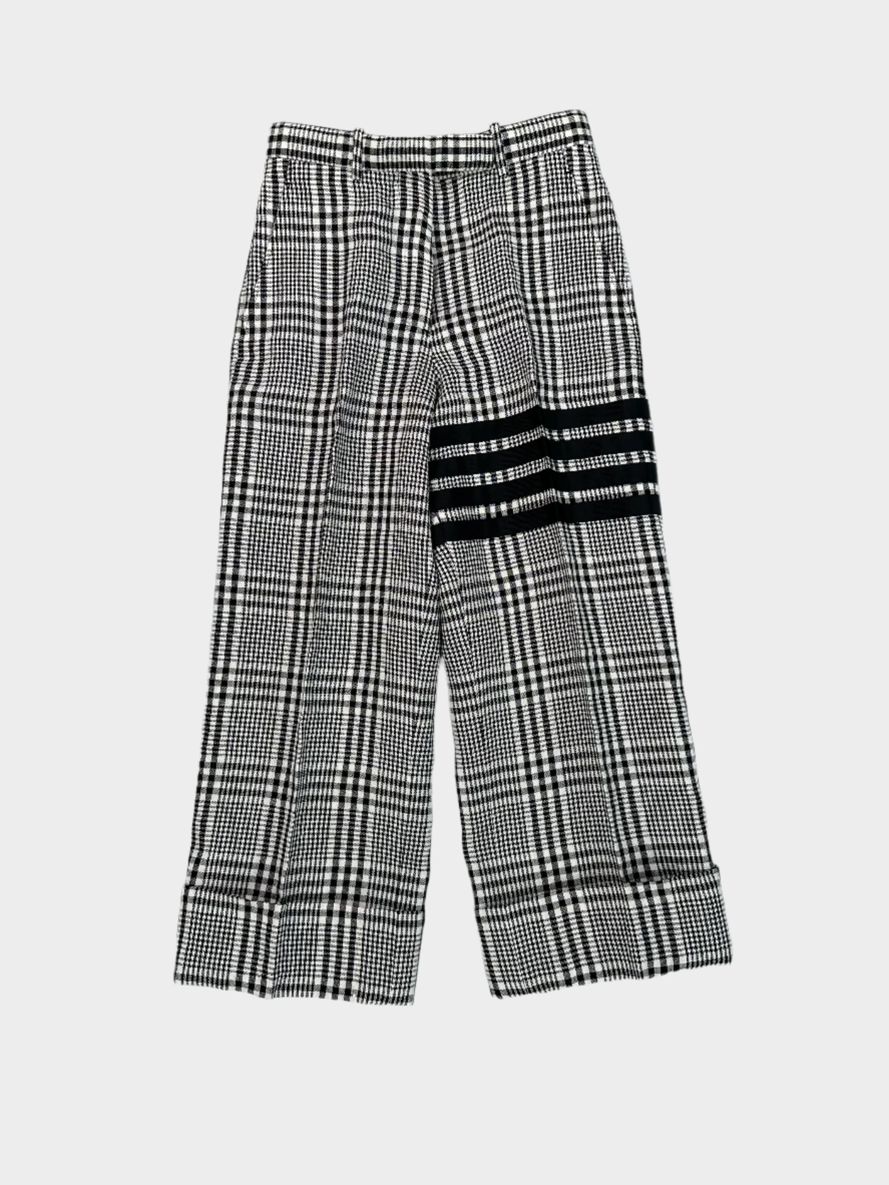 Thom Browne, pantalone bianco, pantaloni uomo, quattro righe, moda di lusso, fondo tricolore, slim fit

