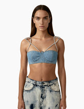 Reggiseno in Denim con Spalline Gioiello -  | Qlhype