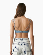 Reggiseno in Denim con Spalline Gioiello -  | Qlhype