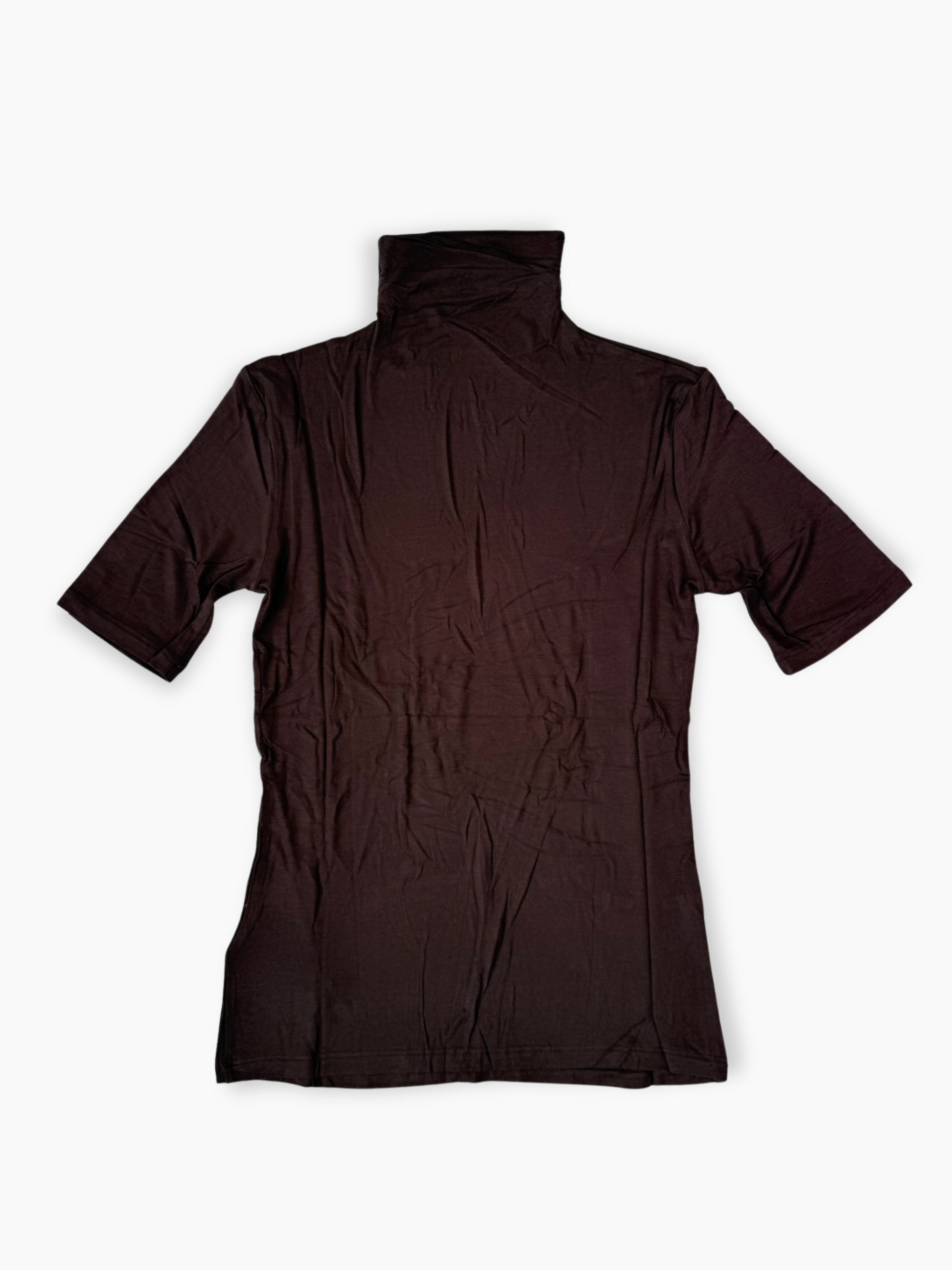 Top marrone corto Hinnominate in jersey con nodo laterale e spalla scoperta