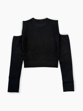 Black Ribbed Off-the-Shoulder Top -  | dBlank