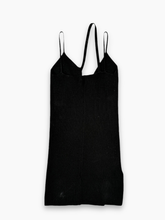 Black Knit Top With Thin Shoulder Straps And Side Slit -  | dBlank