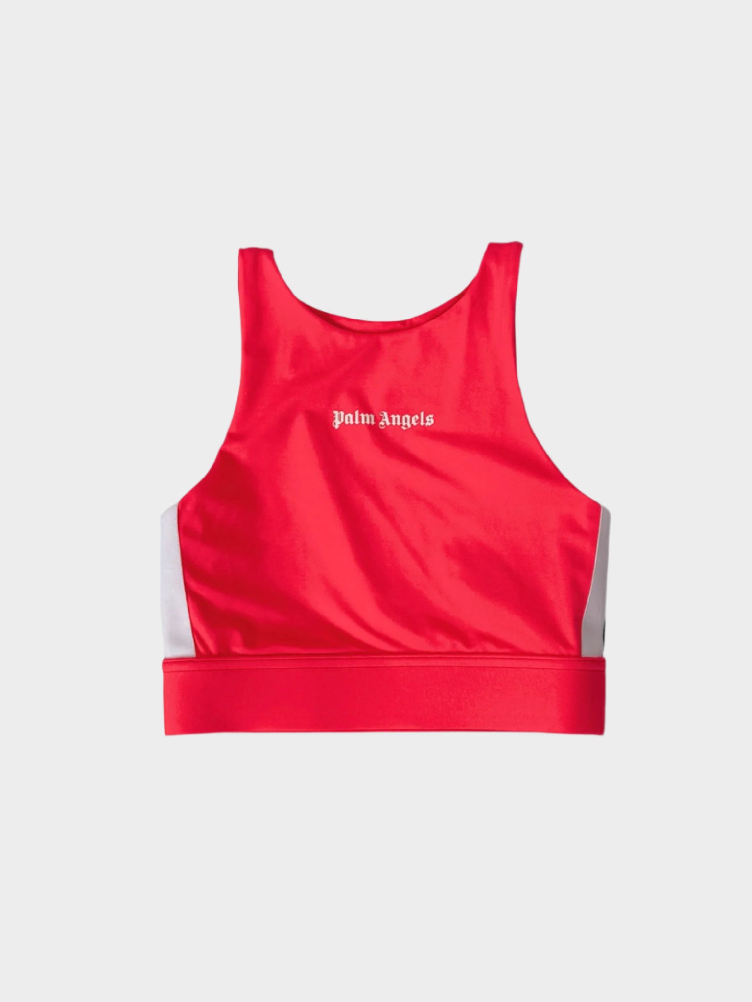  Top sportivo donna fucsia con dettagli bianchi e logo stampato Palm Angels