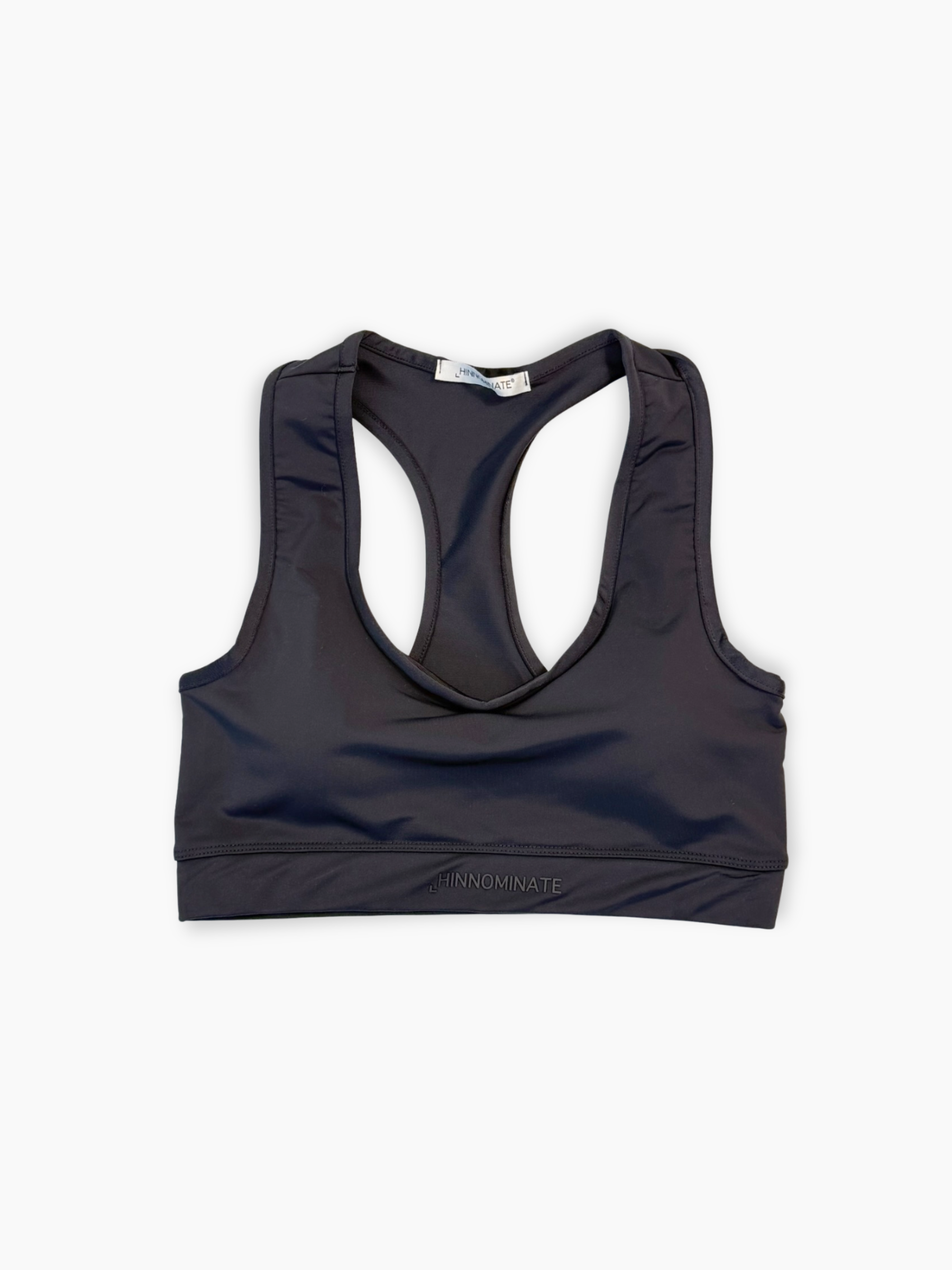 Top sportivo nero Hinnominate in tessuto tecnico visto frontale