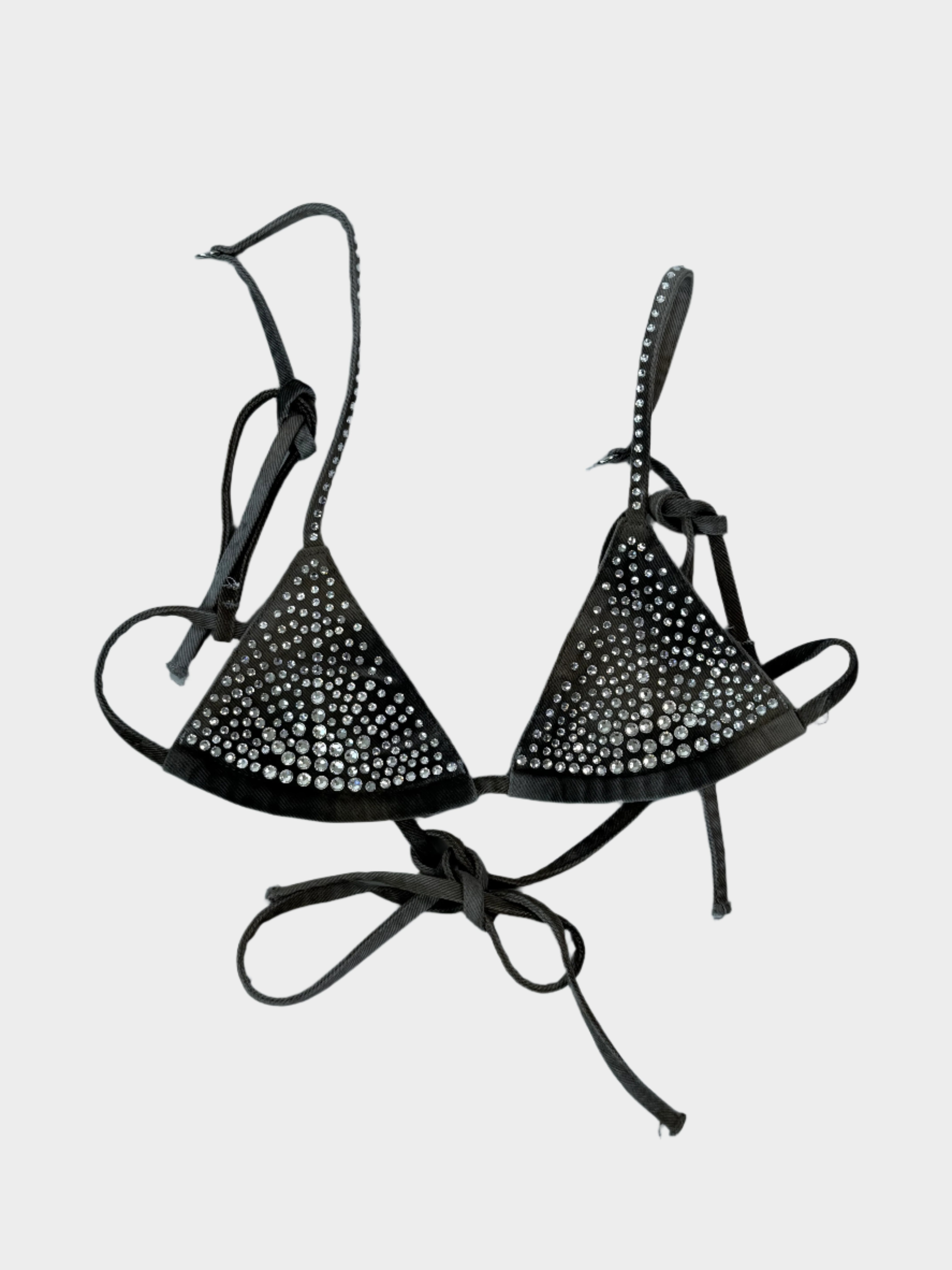 top triangolo nero, top cristalli The Attico, top da sera donna, moda party, top elegante nero, The Attico top

