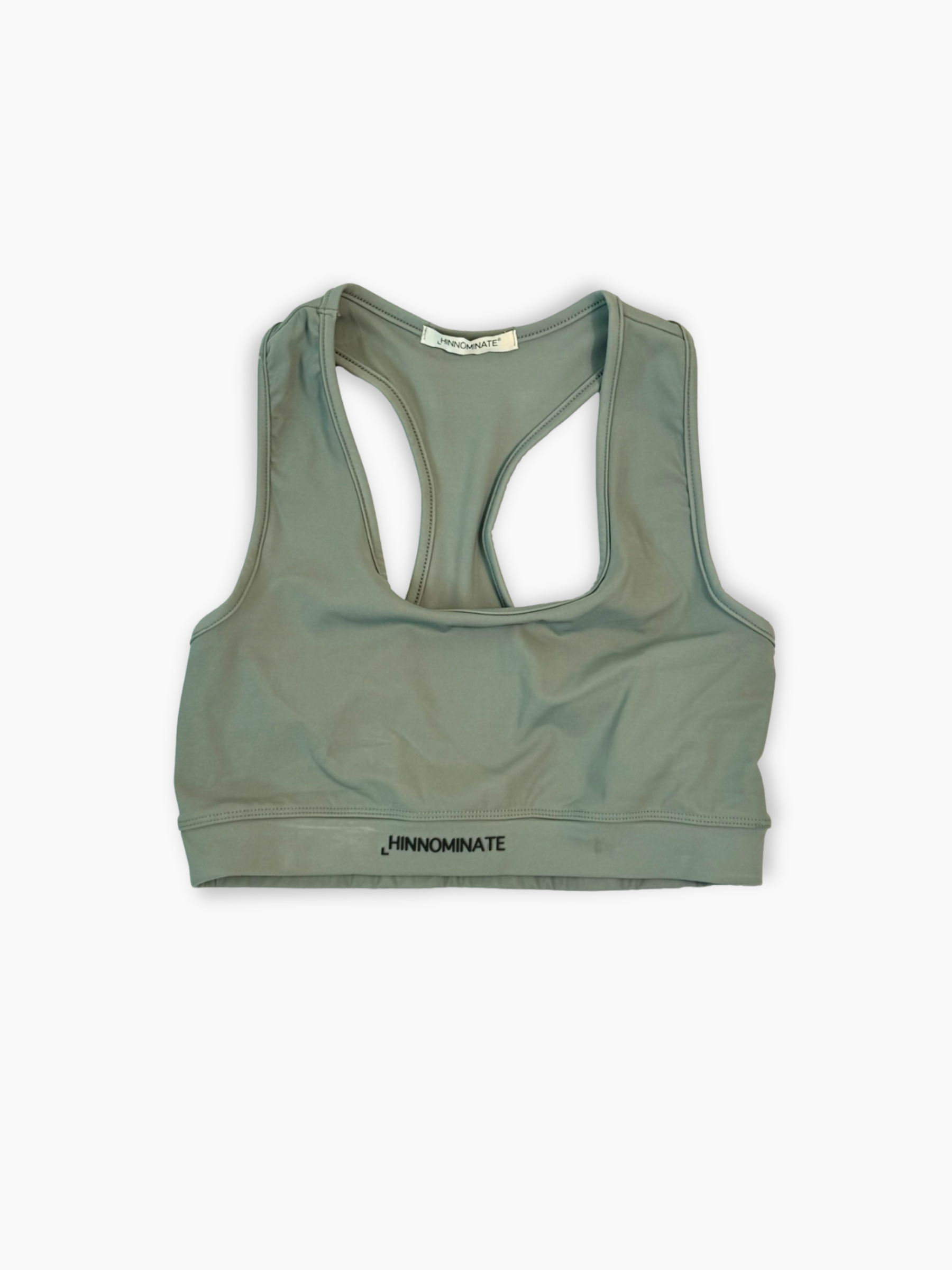 Top verde Hinnominate in tessuto tecnico con logo vista frontale