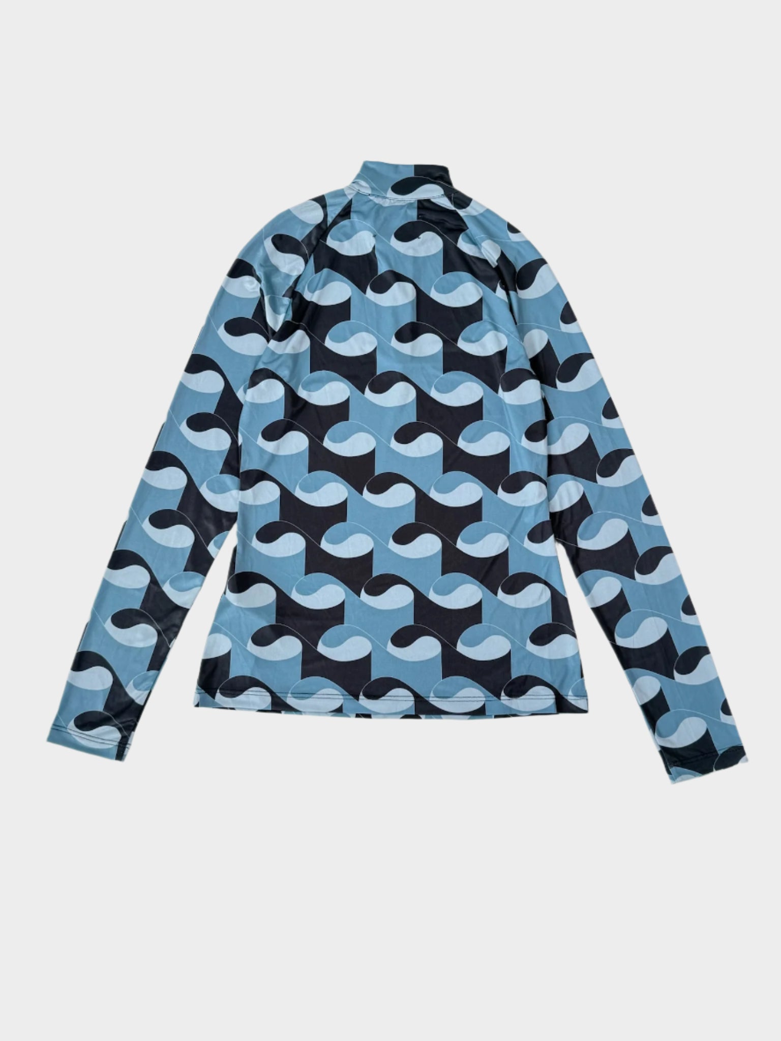 Top A Maniche Lunghe Con Zip E Stampa Waves Grigio Scuro
