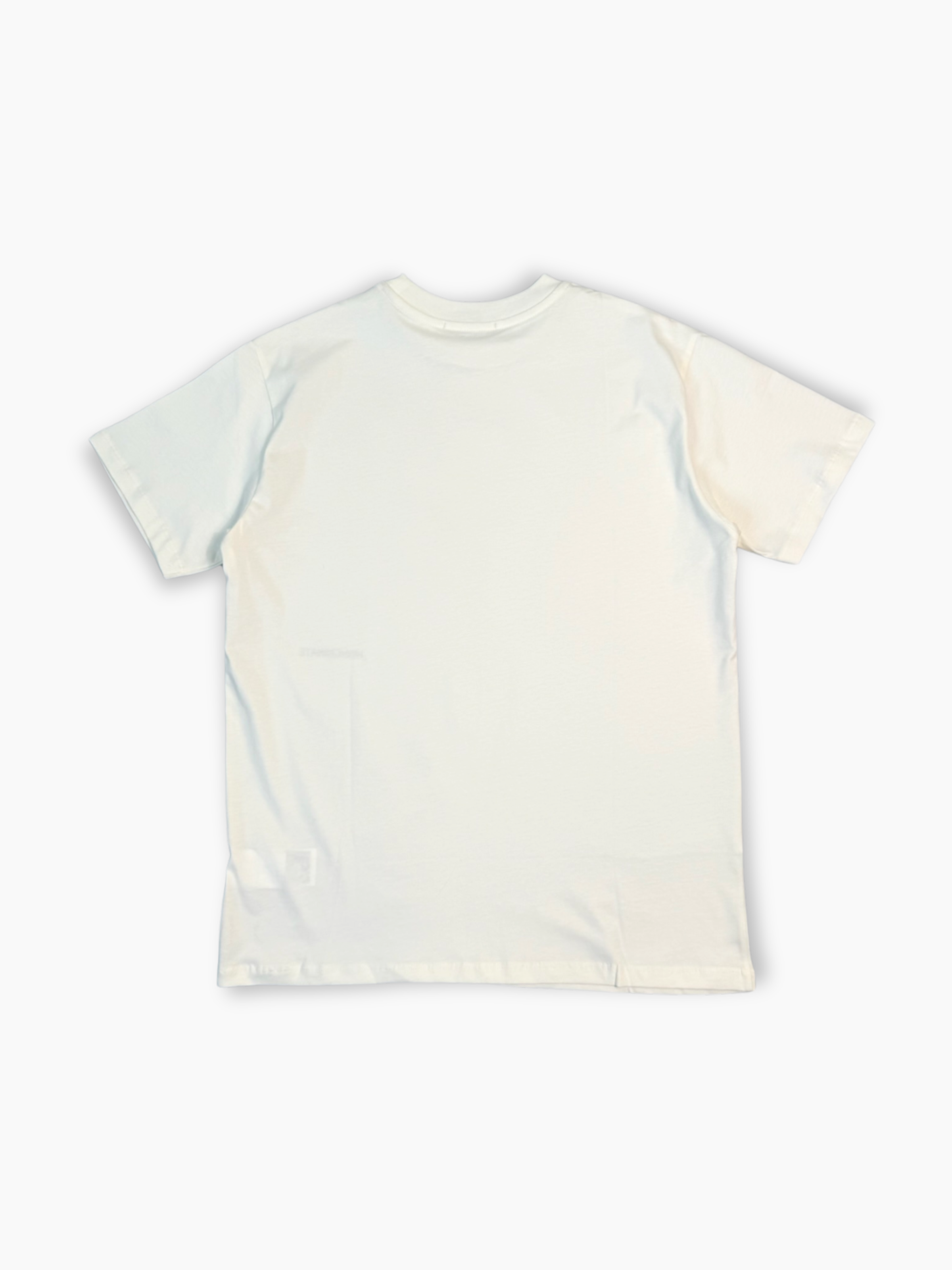 T-shirt bianca a maniche corte in cotone vista retro