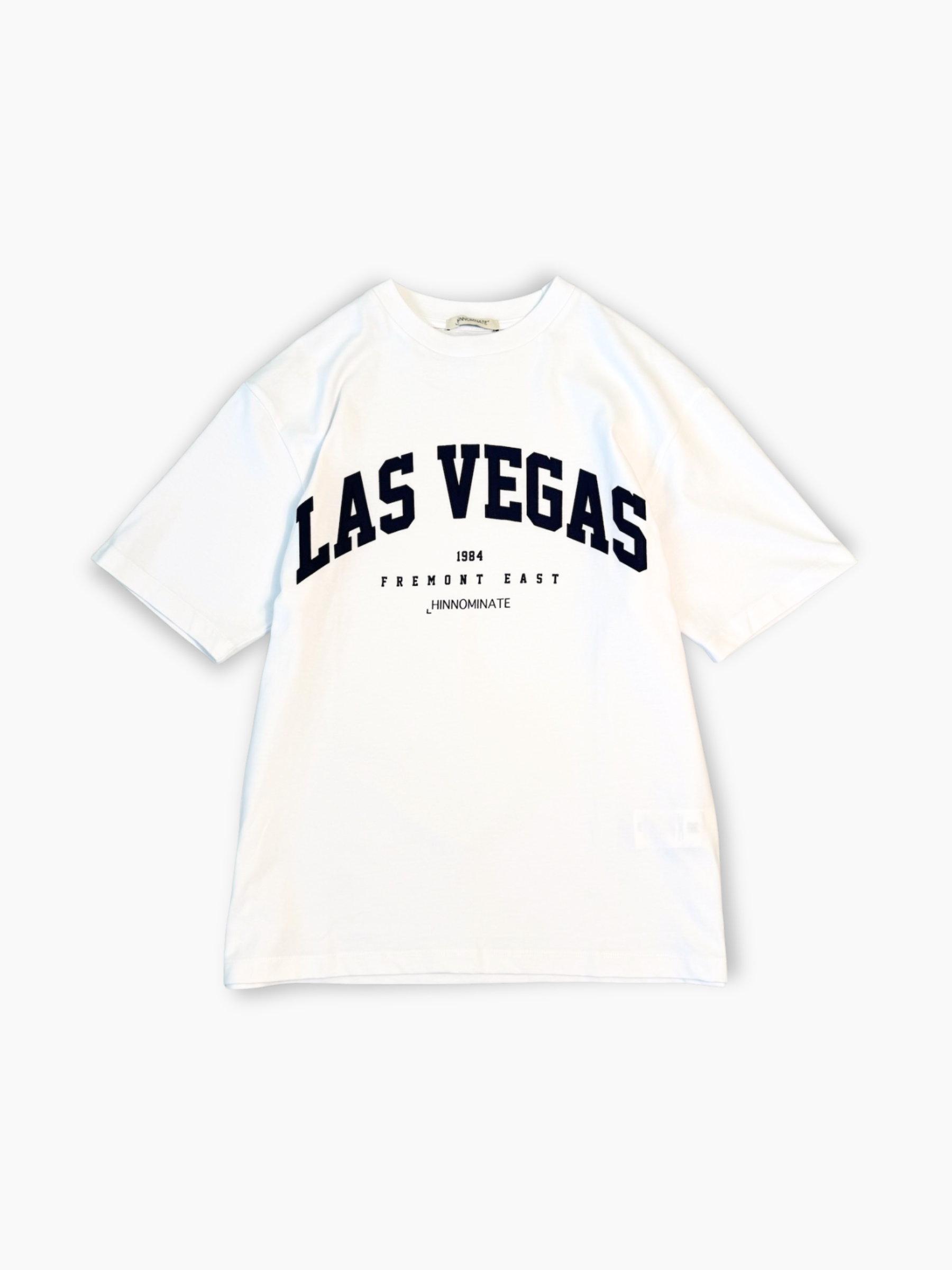 T-shirt bianca con scritta Las Vegas vista frontale