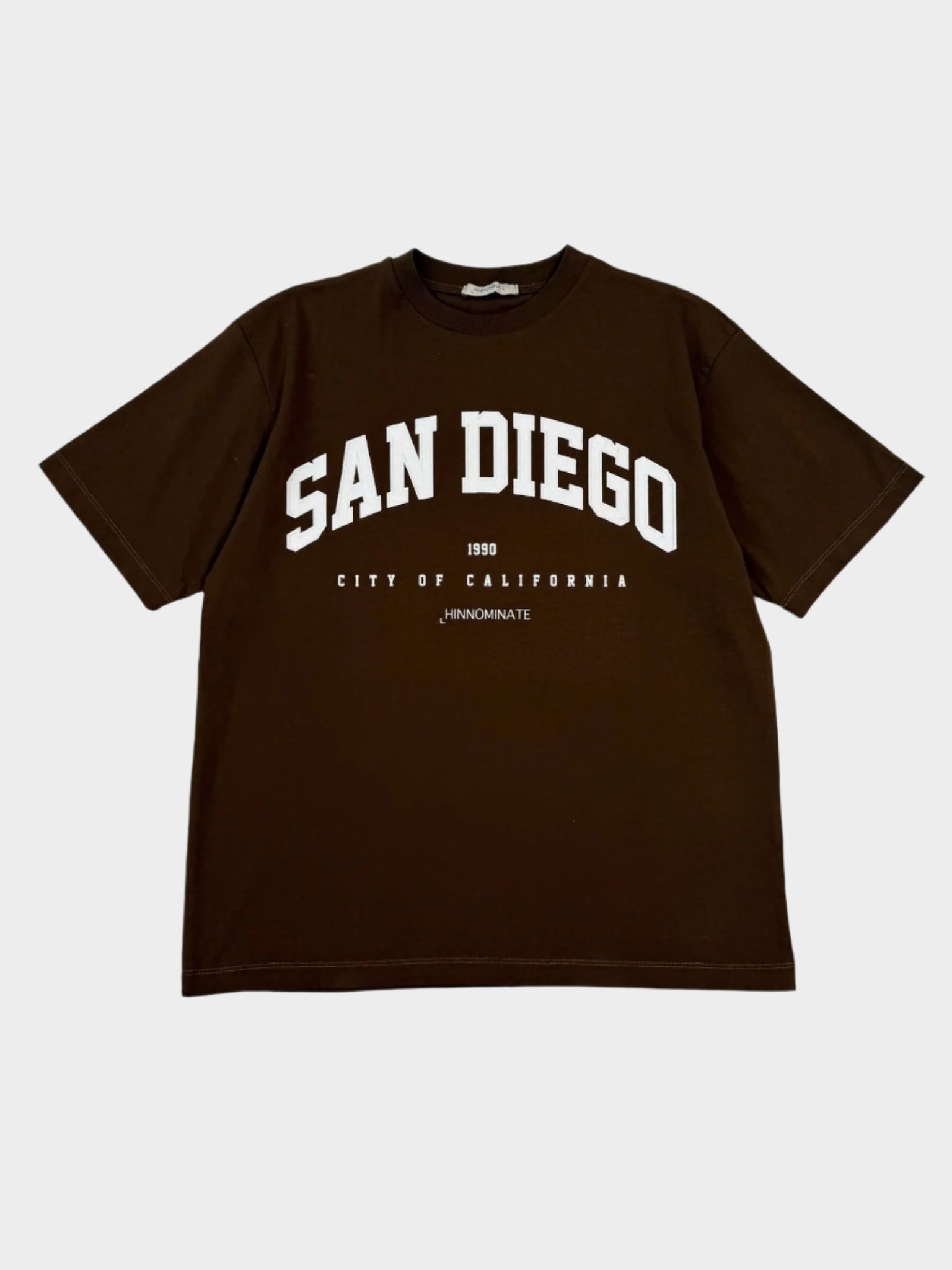 T-shirt marrone Hinnominate in jersey con stampa San Diego vista frontale