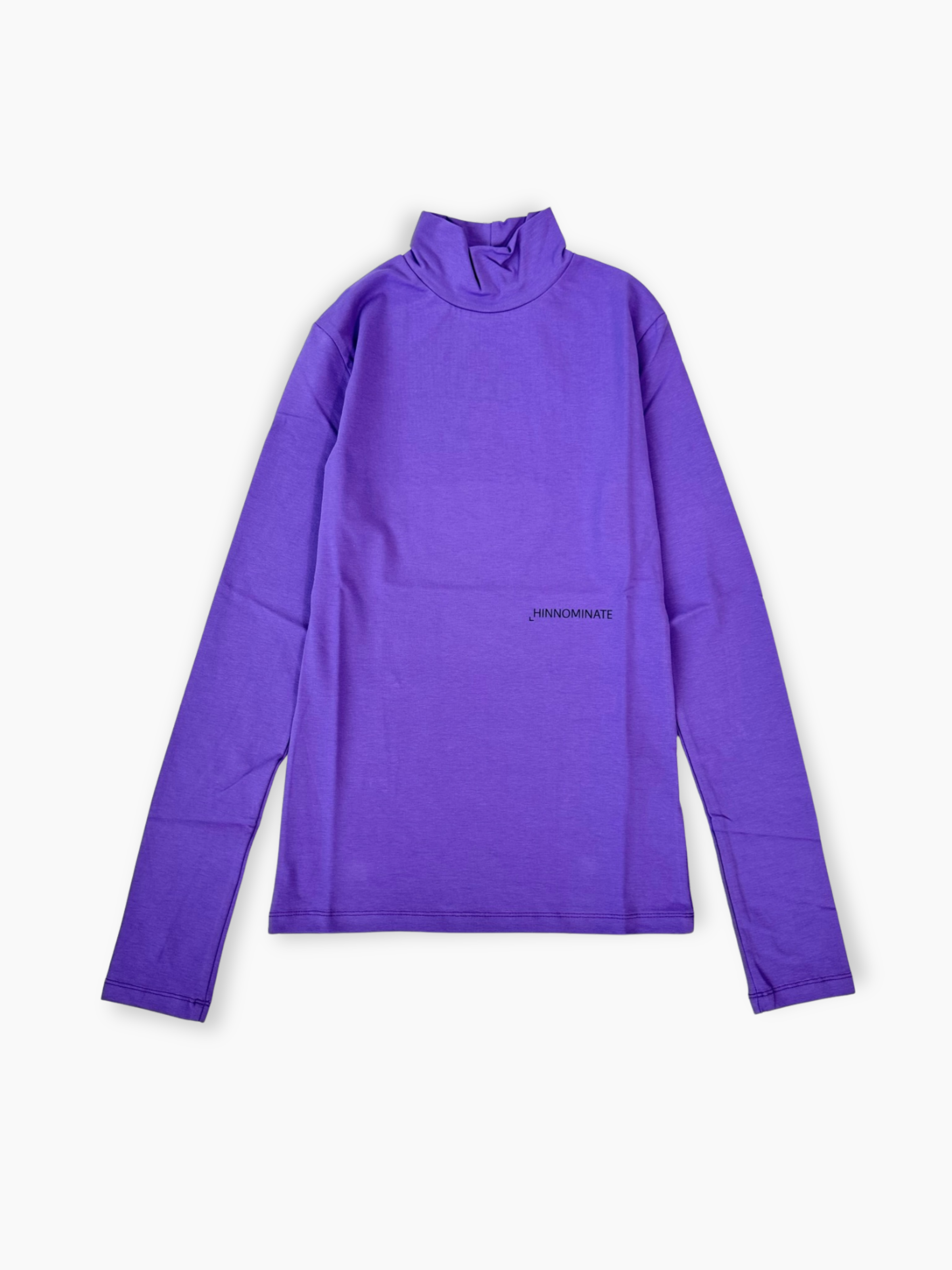 T-shirt Hinnominate viola a manica lunga in cotone con collo alto morbido e logo sul fianco