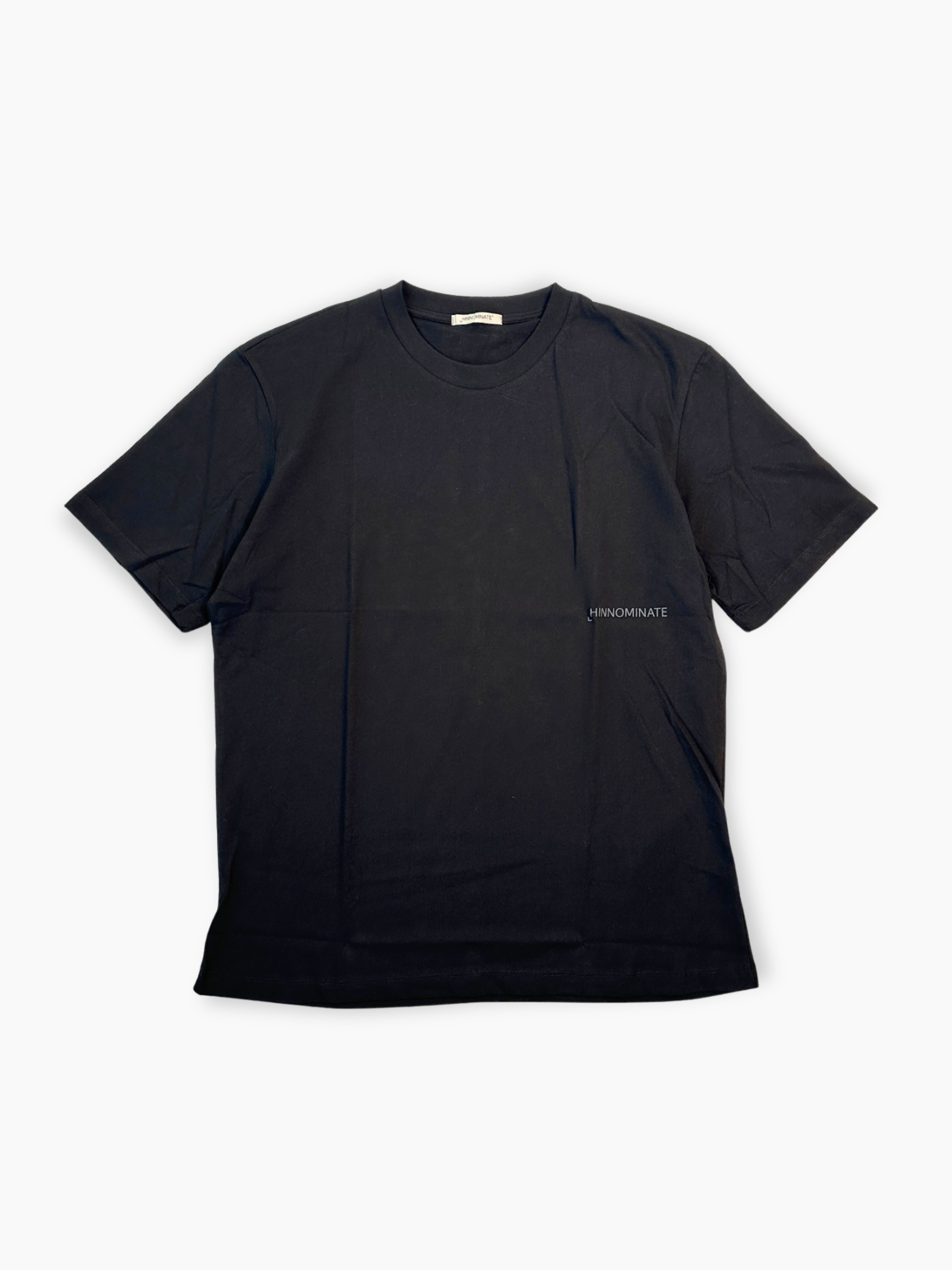 T-shirt nera in jersey con stampa frontale