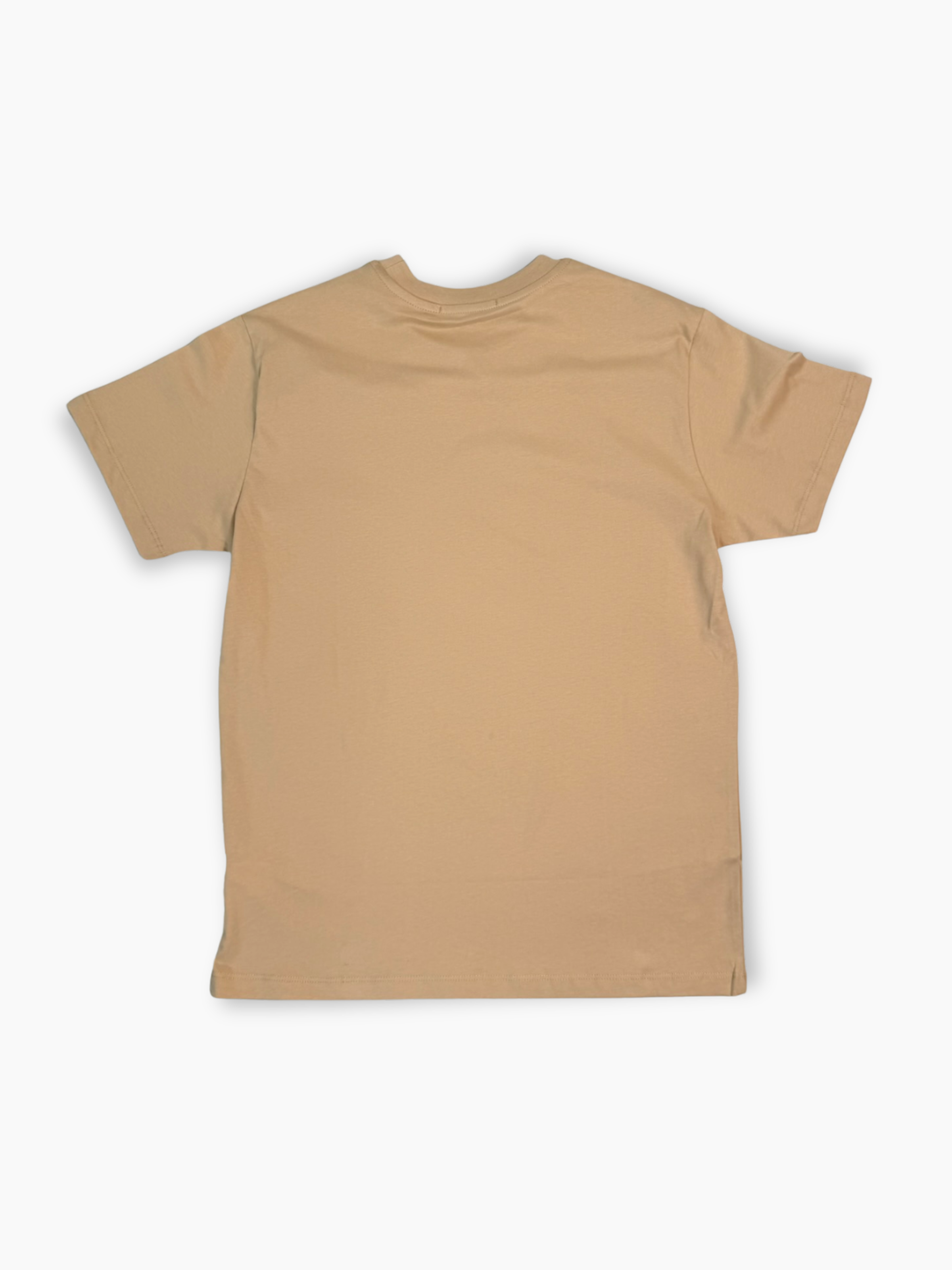 T-shirt nocciola a maniche corte in cotone vista retro
