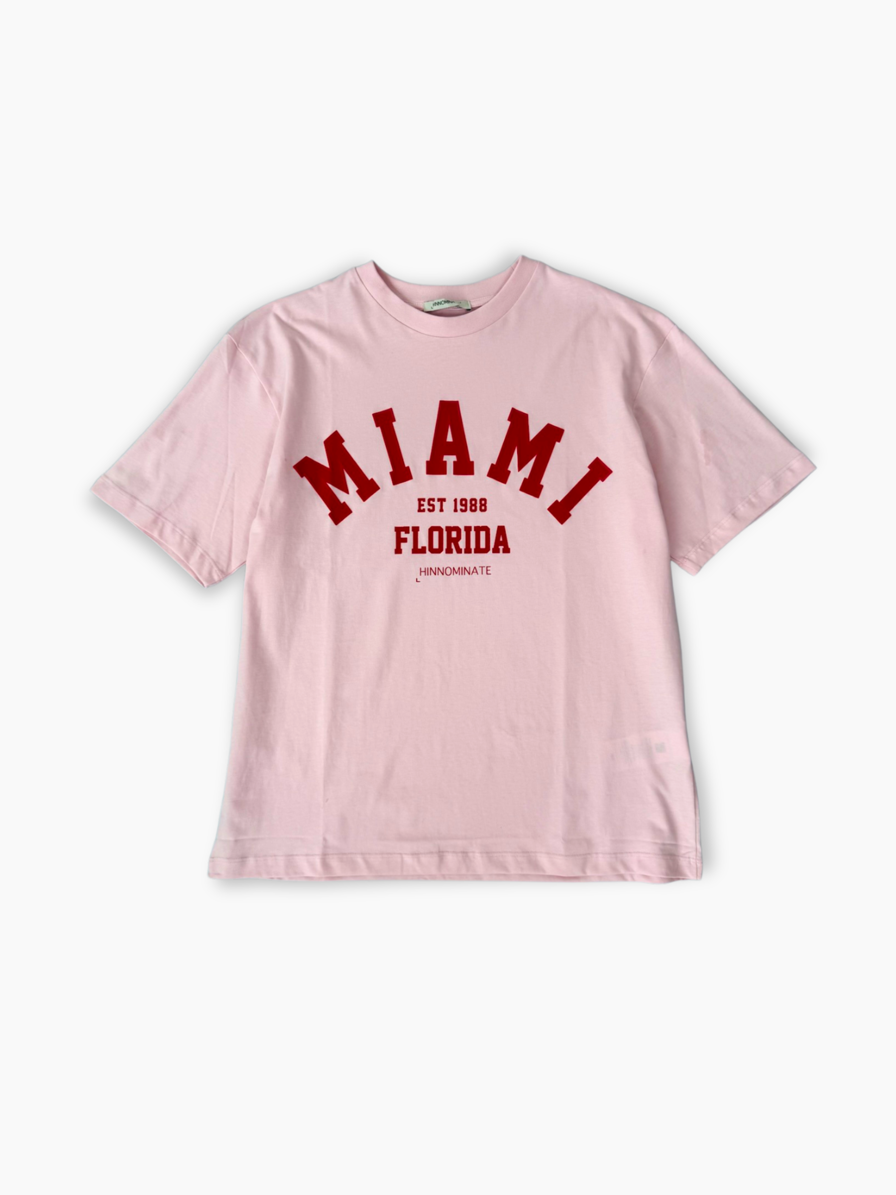T-shirt rosa Hinnominate con stampa Miami Florida vista frontale