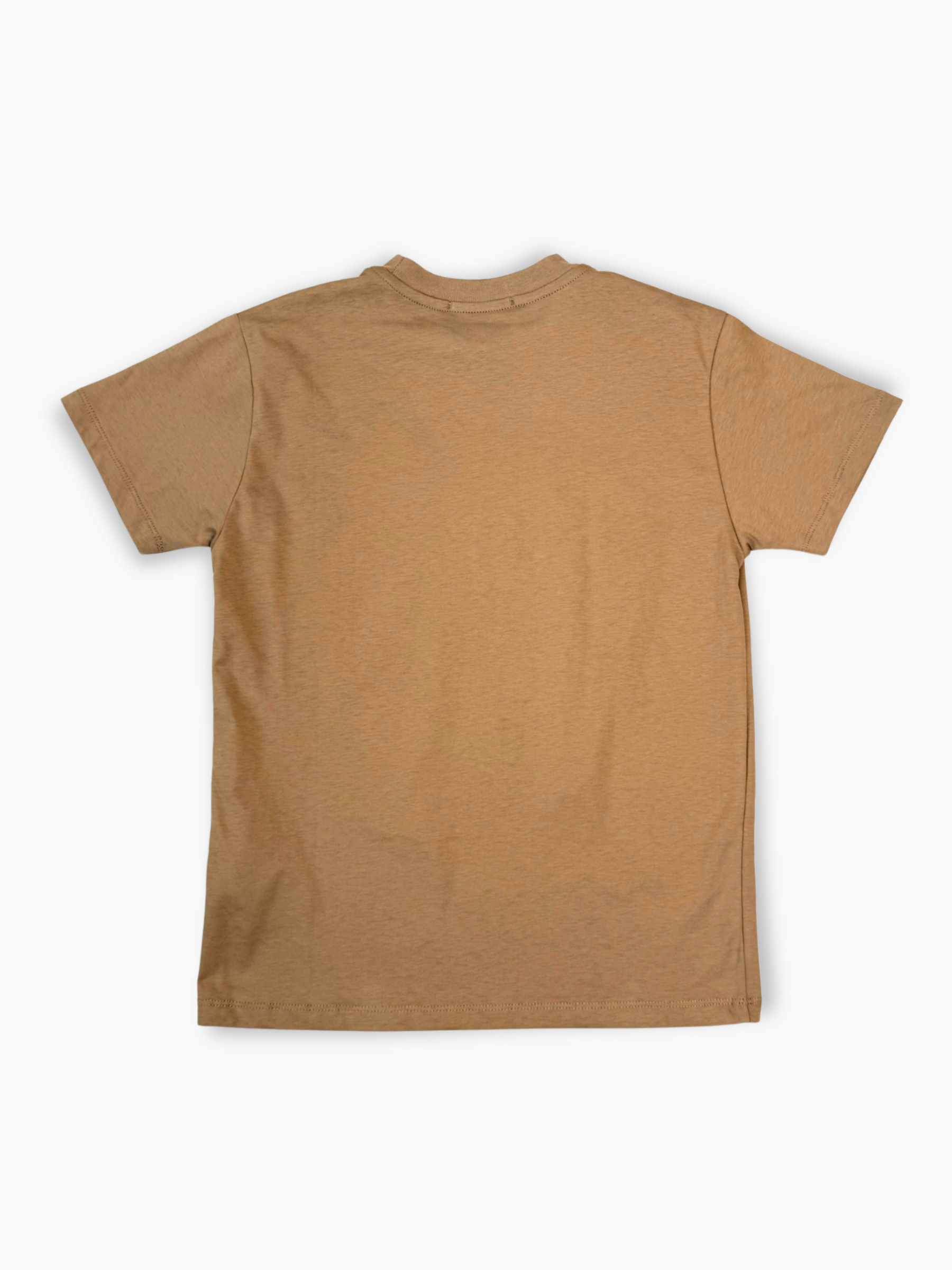 Dettaglio logo tono su tono della t-shirt tortora Hinnominate