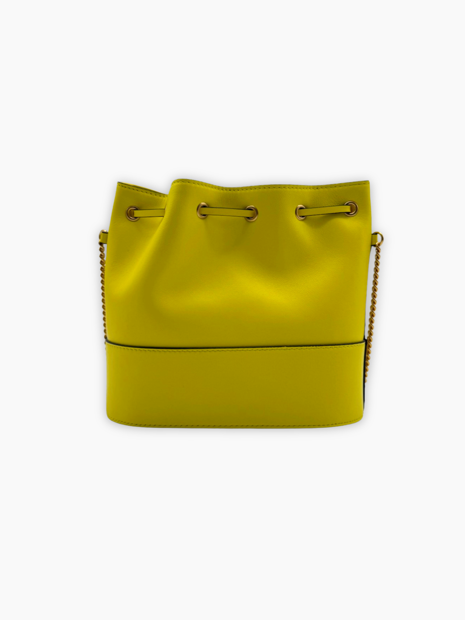Borsa a secchiello Valentino gialla con logo frontale vista dettaglio