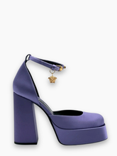 Lilac Satin Pumps With Platform And Jewel Strap -  | dBlank