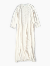 Long White Kaftan Dress With Floral Embroidery -  | dBlank