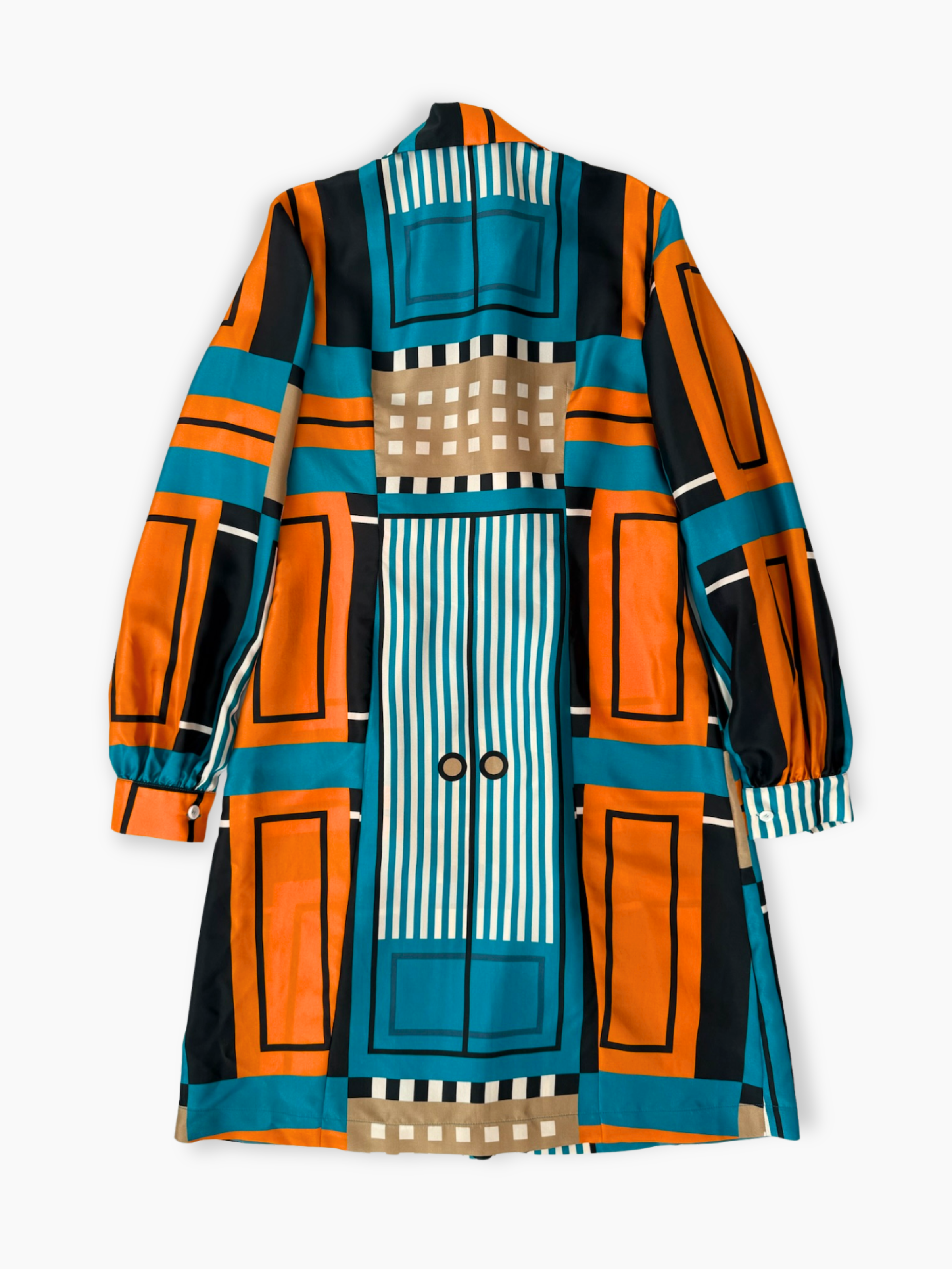 Vestito chemisier Kirin con stampa geometrica multicolor visto retro