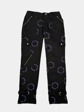 Black Pants With Purple Print And Utility Details -  | dBlank
