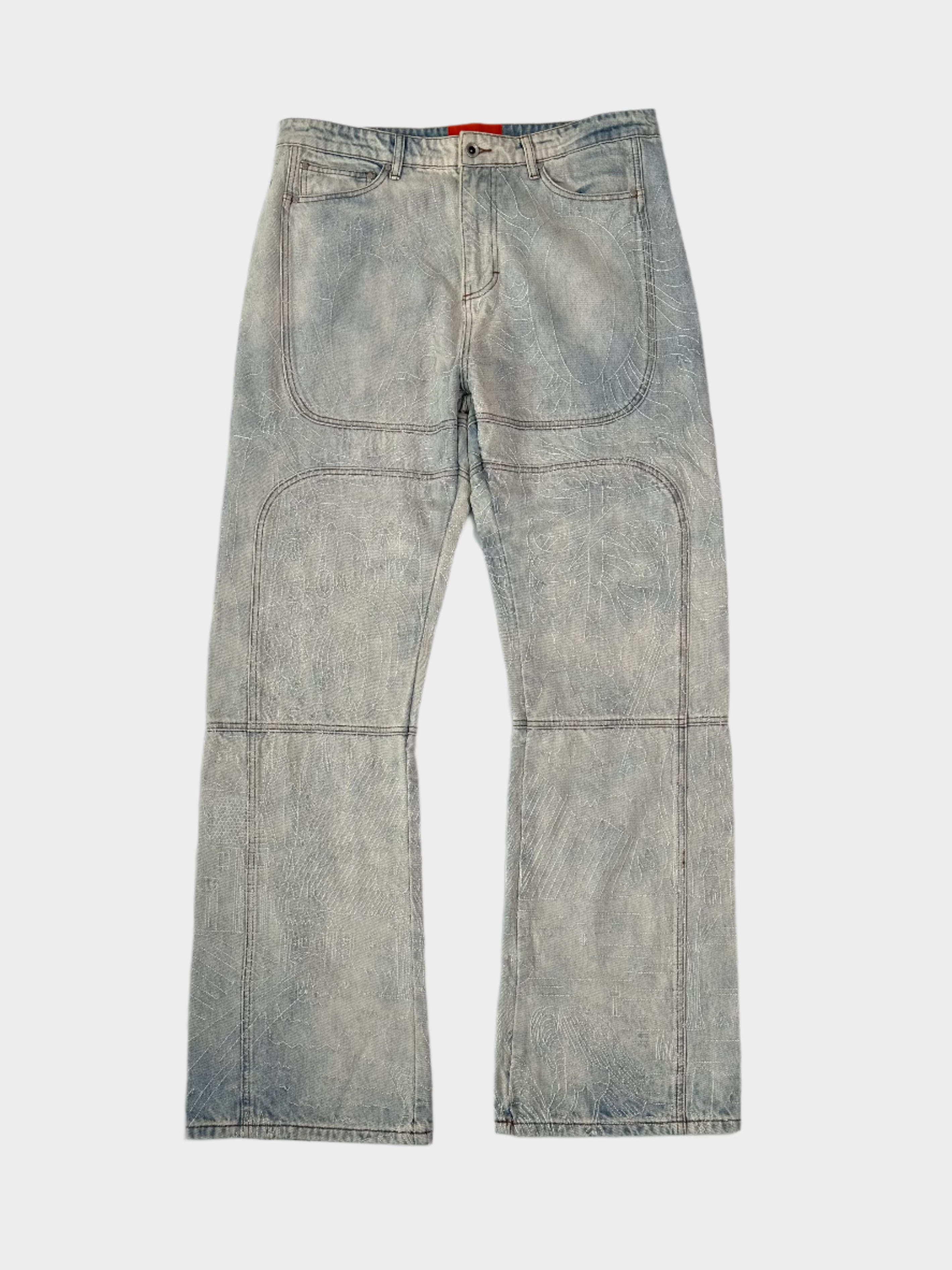 Jeans Who Decides War in denim chiaro con effetto graffiato e cuciture sagomate

