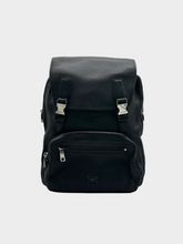 Zaino In Pelle Nera Con Chiusura A Patta E Ganci Metallici -  | dBlank