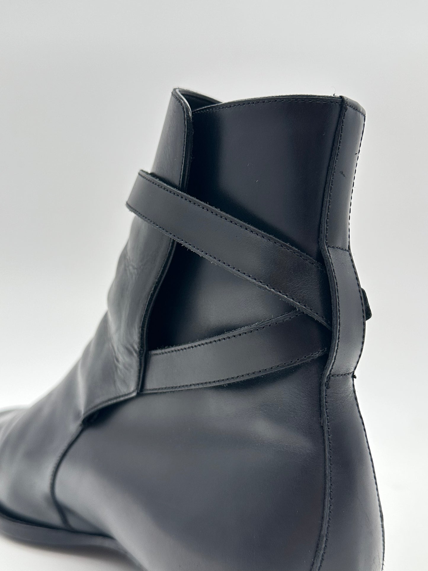 Buckle Leather Ankle Boots
